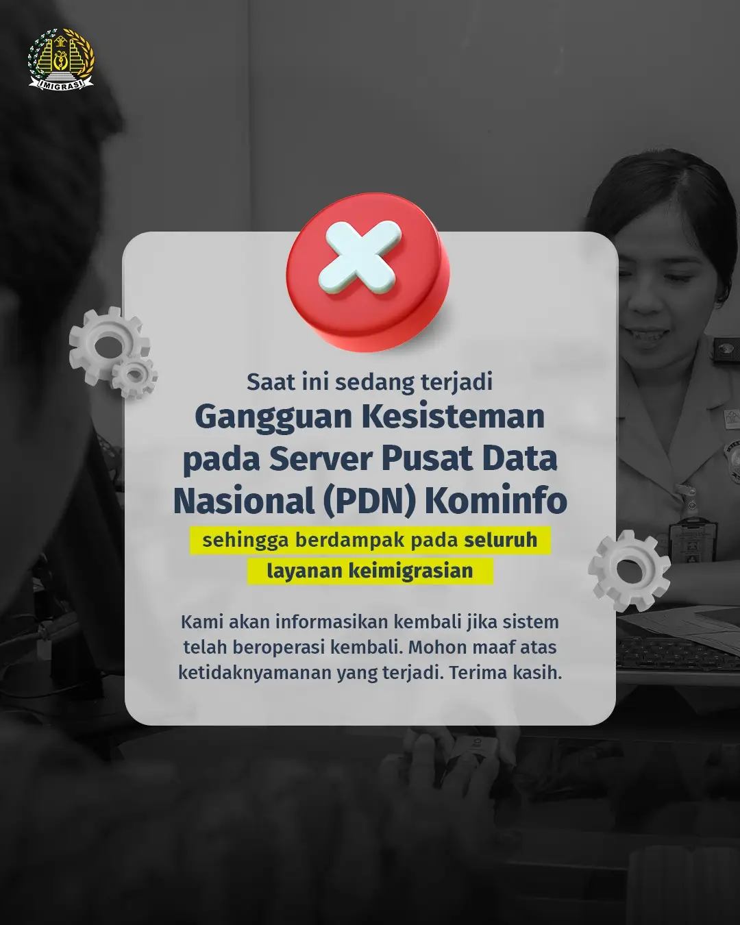 Gangguan Kesisteman Pada Server Pusat Data Nasional (PDN)