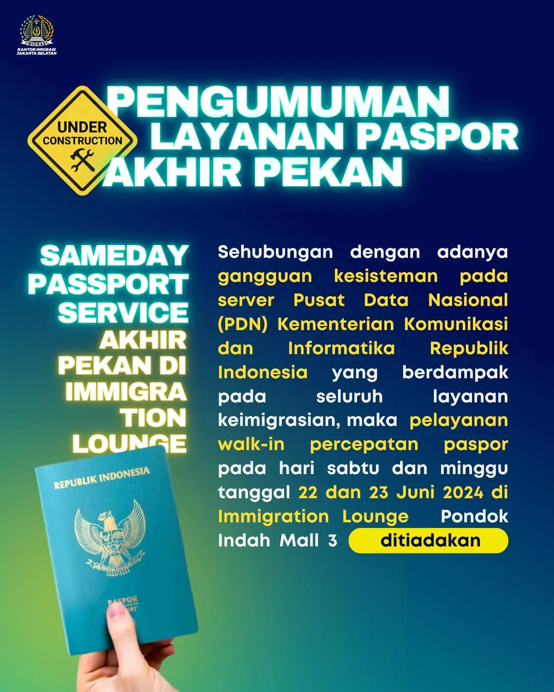 Pengumuman Layanan Paspor Akhir Pekan